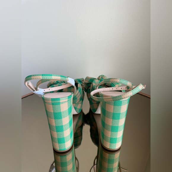Loeffler Randall Natalia Pleated Plaid Platform Sandals Women's Green Size 7 NEW - Picture 8 of 13
